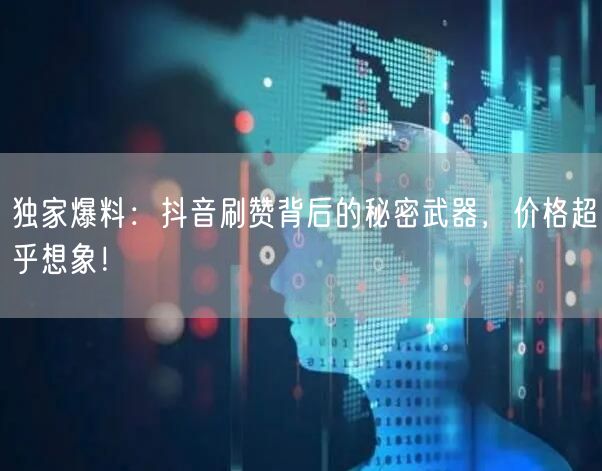 独家爆料：抖音刷赞背后的秘密武器，价格超乎想象！