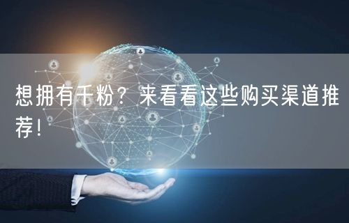 想拥有千粉?来看看这些购买渠道推荐!