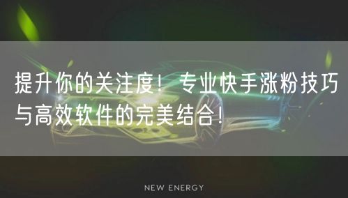 提升你的关注度!专业快手涨粉技巧与高效软件的完美结合!