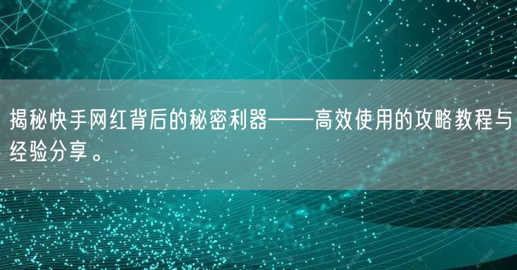揭秘快手网红背后的秘密利器——高效使用的攻略教程与经验分享。
