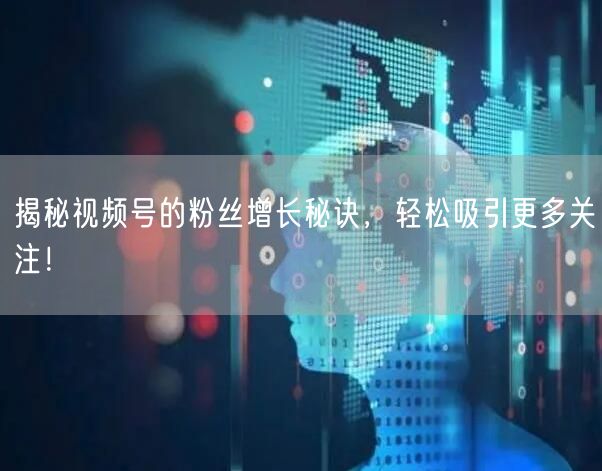 揭秘视频号的粉丝增长秘诀,轻松吸引更多关注!