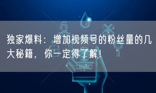 独家爆料：增加视频号的粉丝量的几大秘籍，你一定得了解！