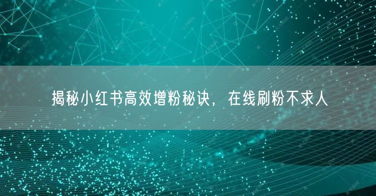 揭秘小红书高效增粉秘诀，在线刷粉不求人