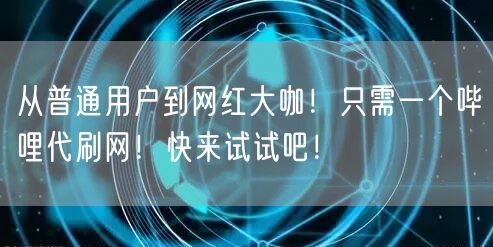 从普通用户到网红大咖!只需一个哔哩代刷网!快来试试吧!