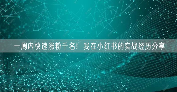 一周内快速涨粉千名!我在小红书的实战经历分享