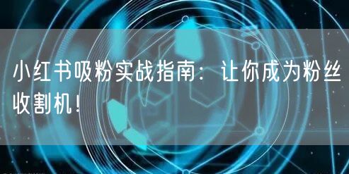 小红书吸粉实战指南:让你成为粉丝收割机!