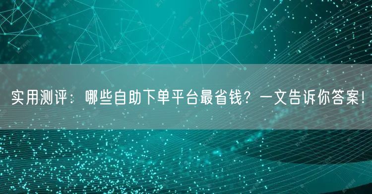 实用测评：哪些自助下单平台最省钱？一文告诉你答案！