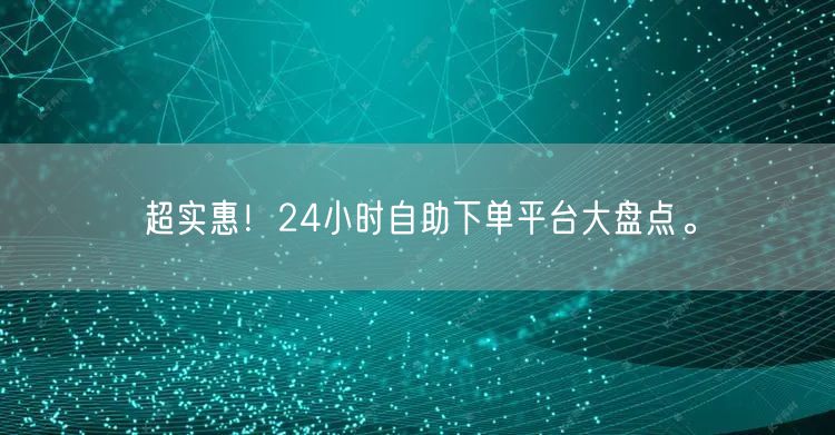 超实惠!24小时自助下单平台大盘点。