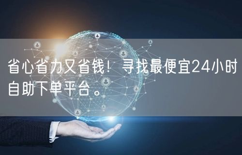 省心省力又省钱!寻找最便宜24小时自助下单平台。