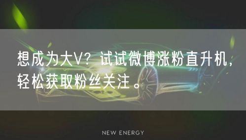 想成为大V?试试微博涨粉直升机,轻松获取粉丝关注。